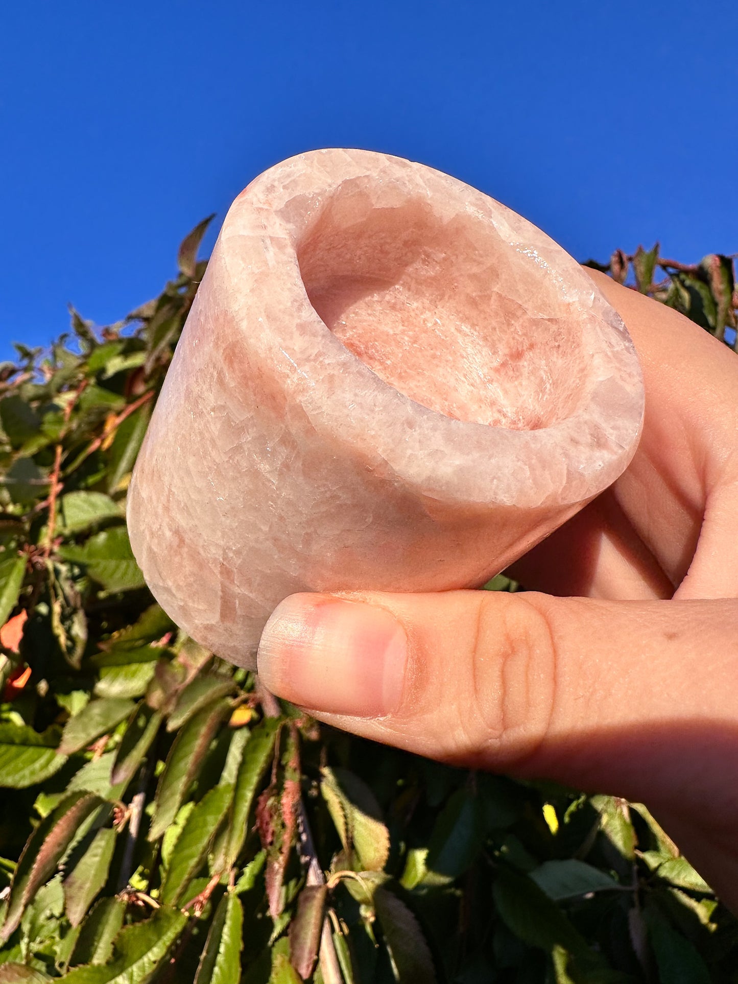Stunning Pink Calcite Crystal Candleholder