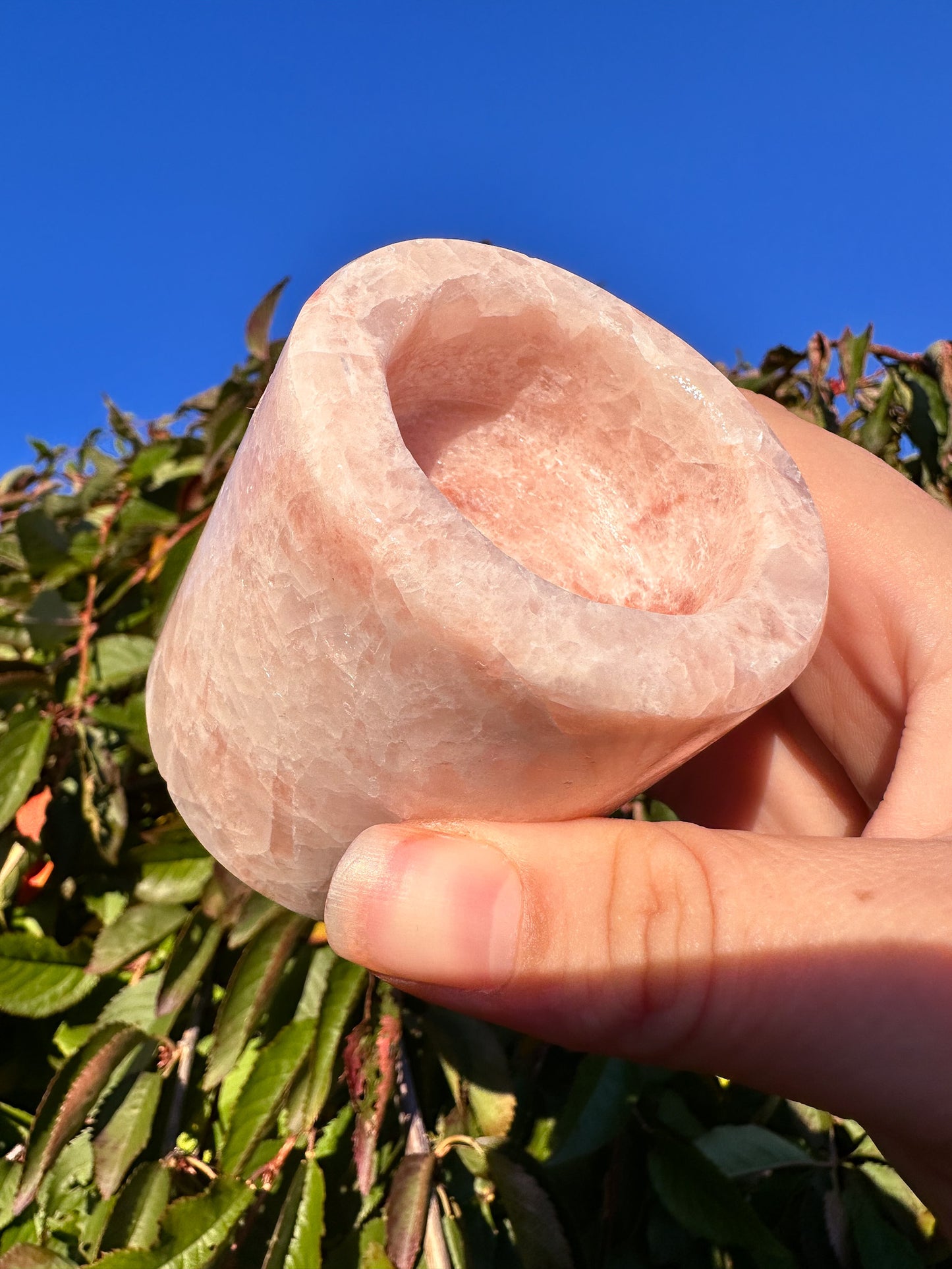 Stunning Pink Calcite Crystal Candleholder