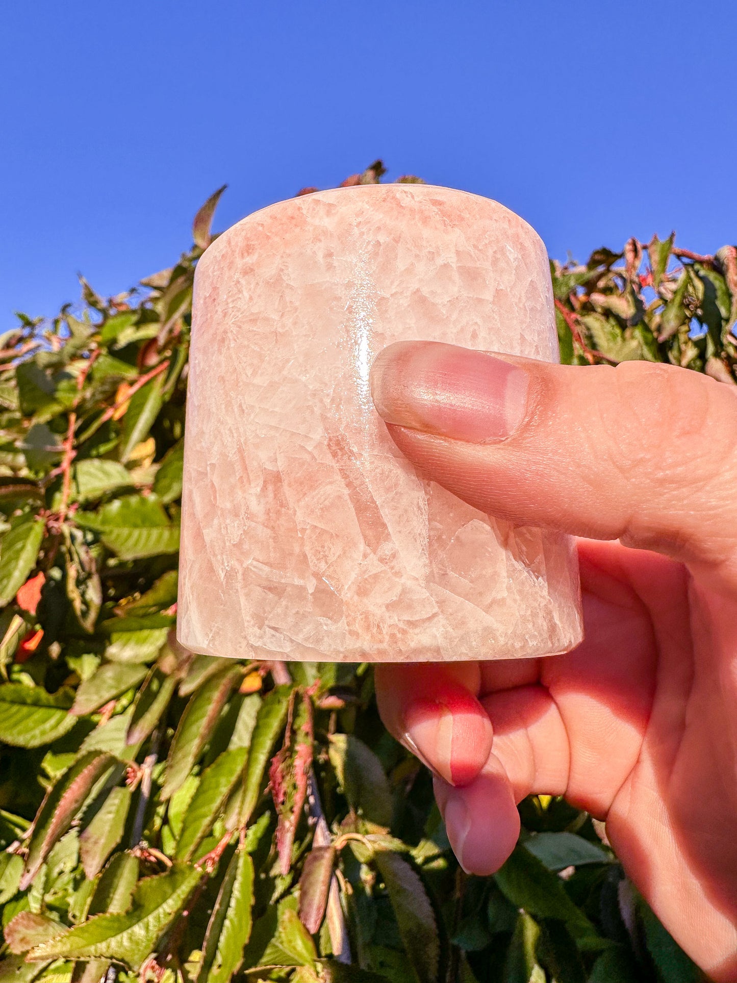 Stunning Pink Calcite Crystal Candleholder