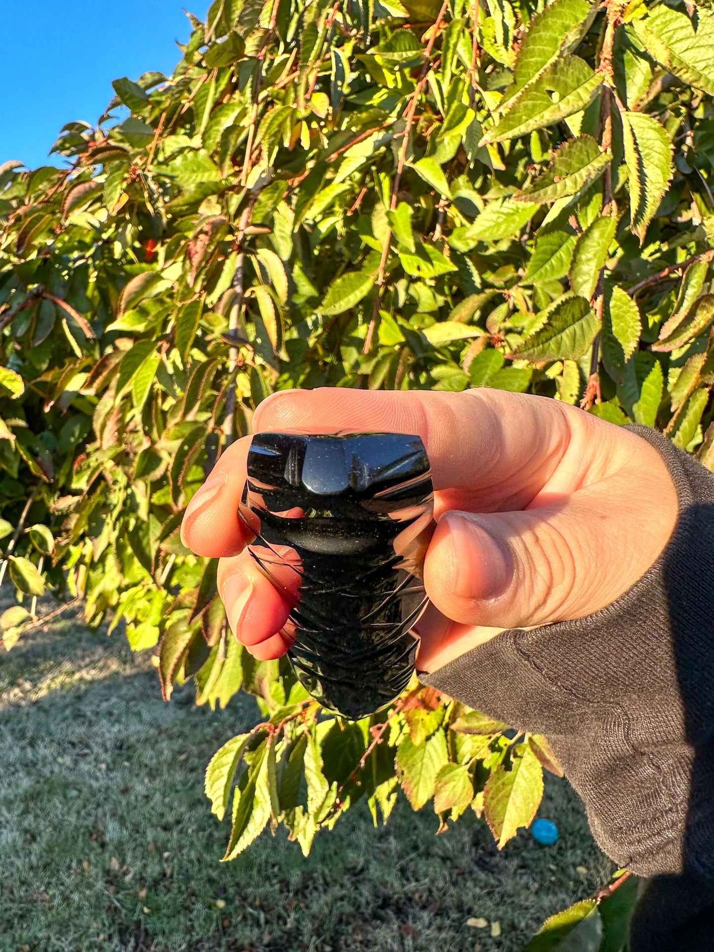 Hand Carved Black Obsidian Snake Dagger
