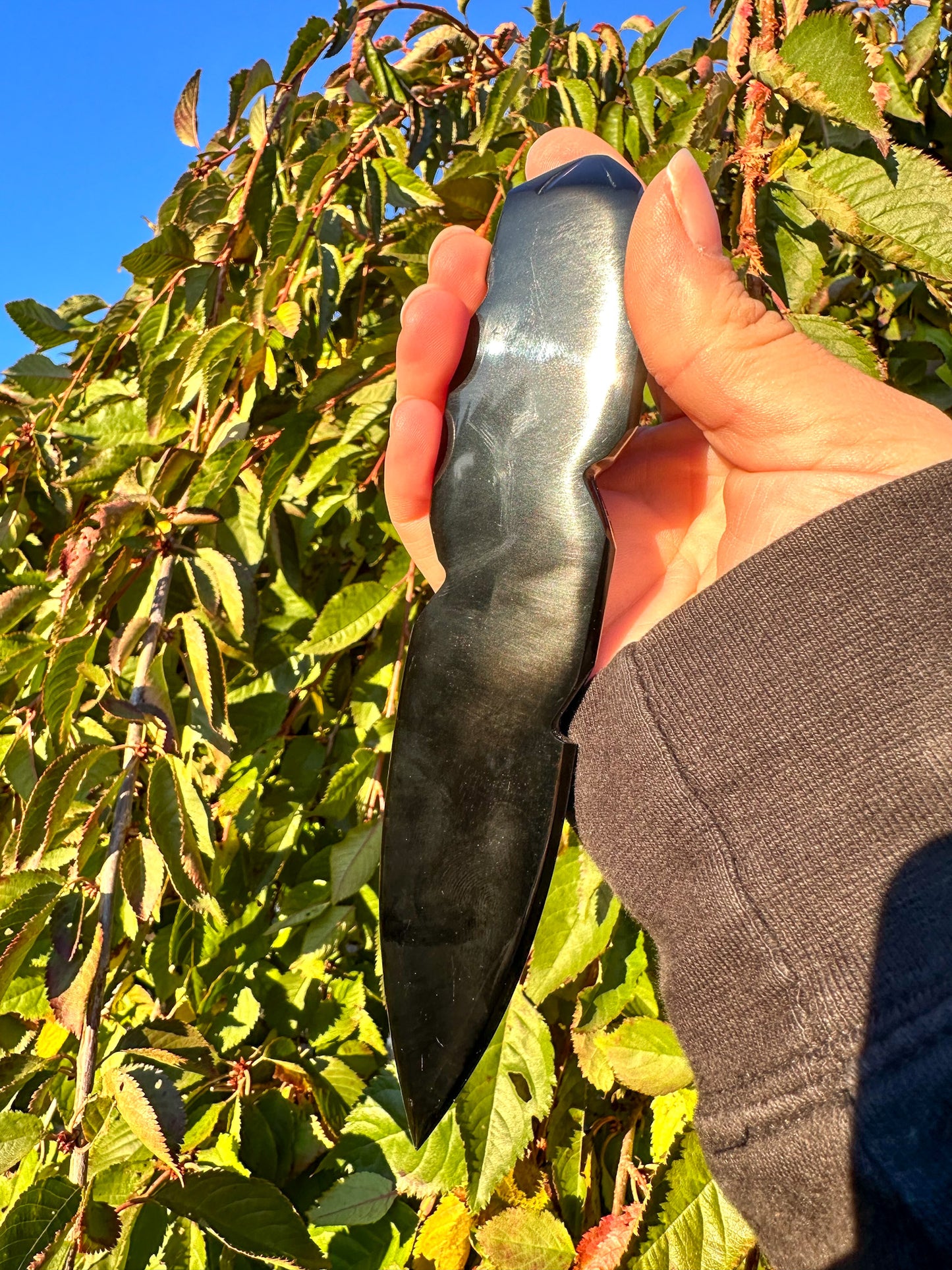 Hand Carved Black Obsidian Snake Dagger