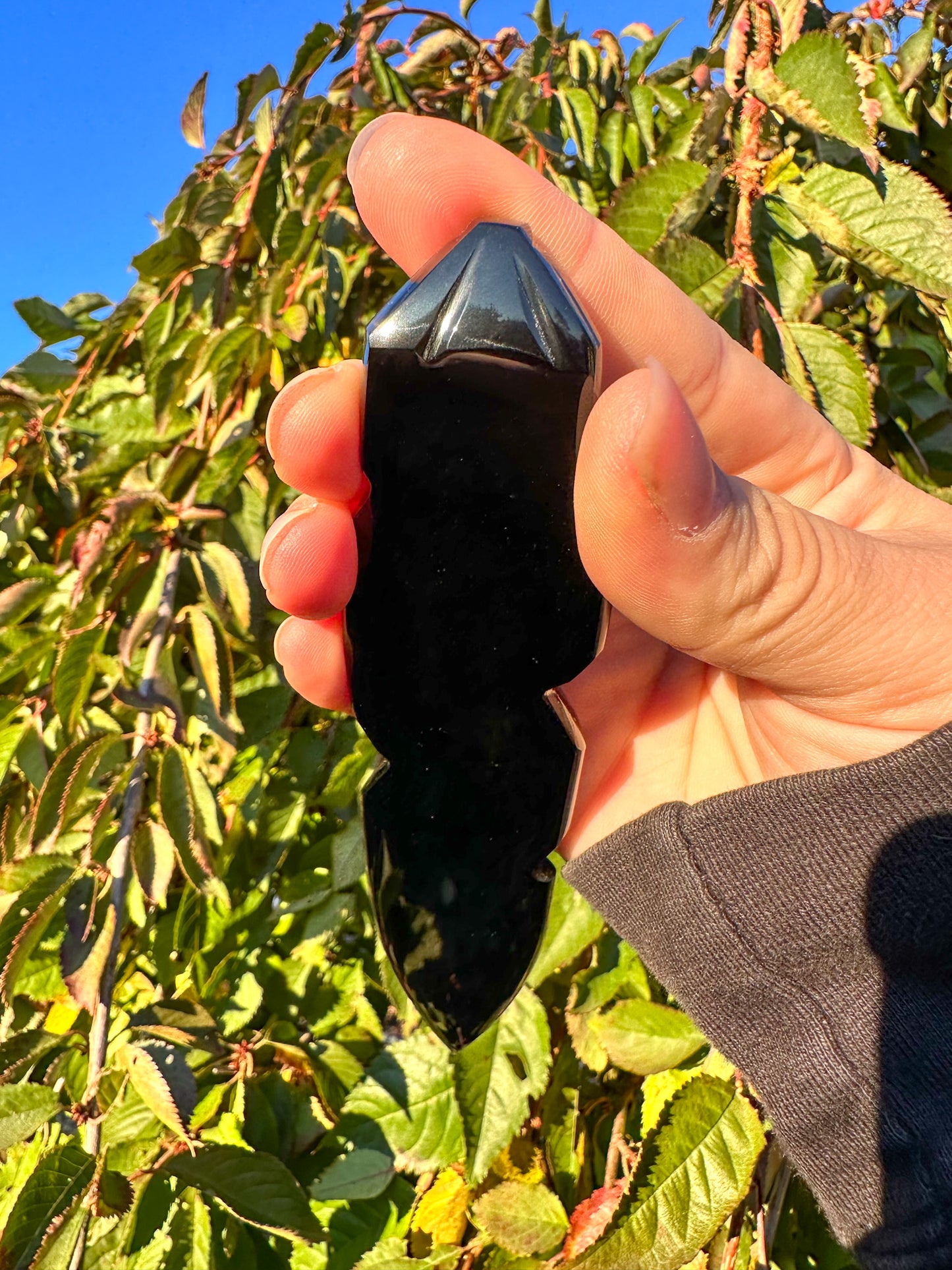 Hand Carved Black Obsidian Snake Dagger