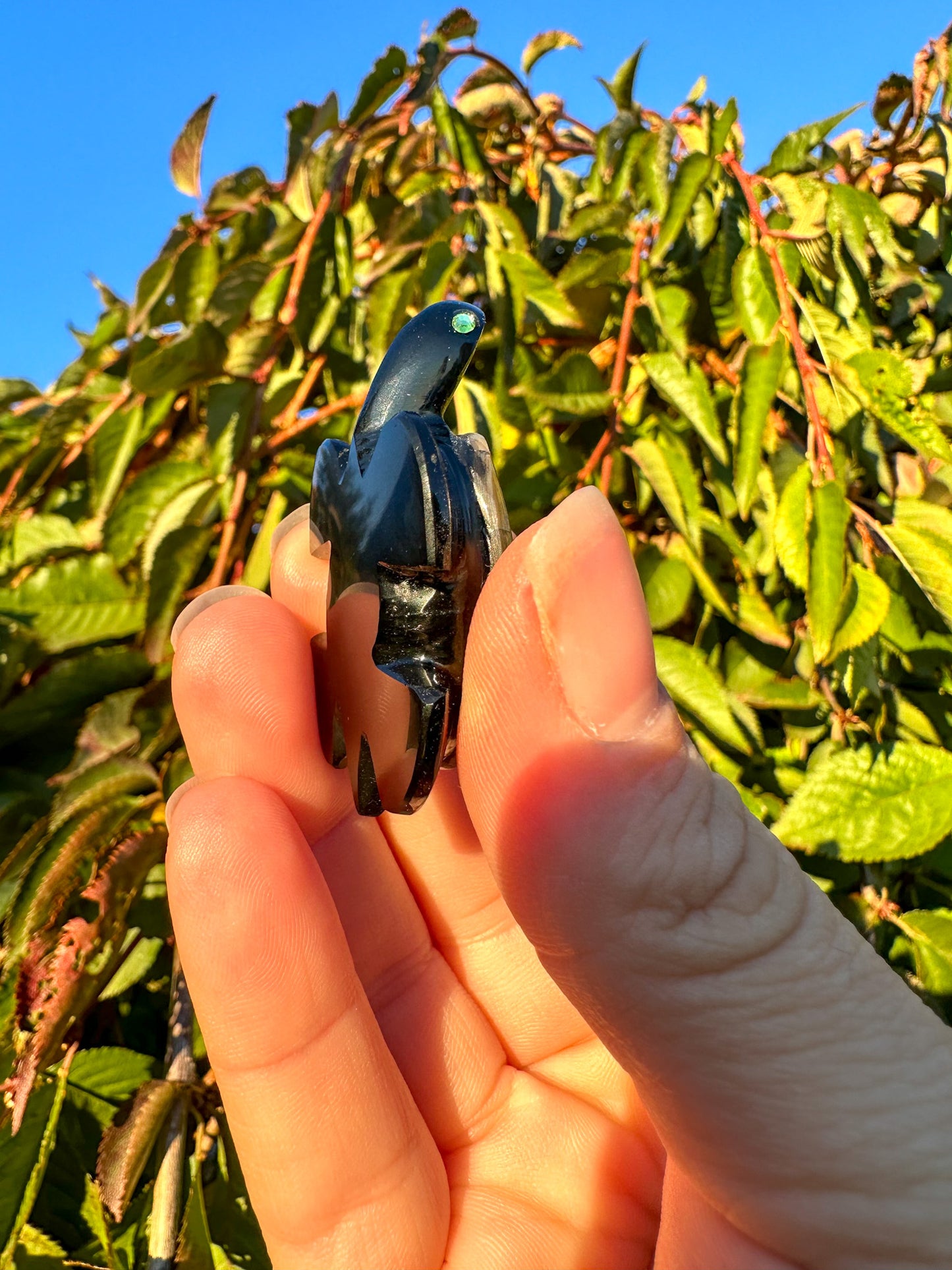 Abalone & Black Obsidian Turtle Carving