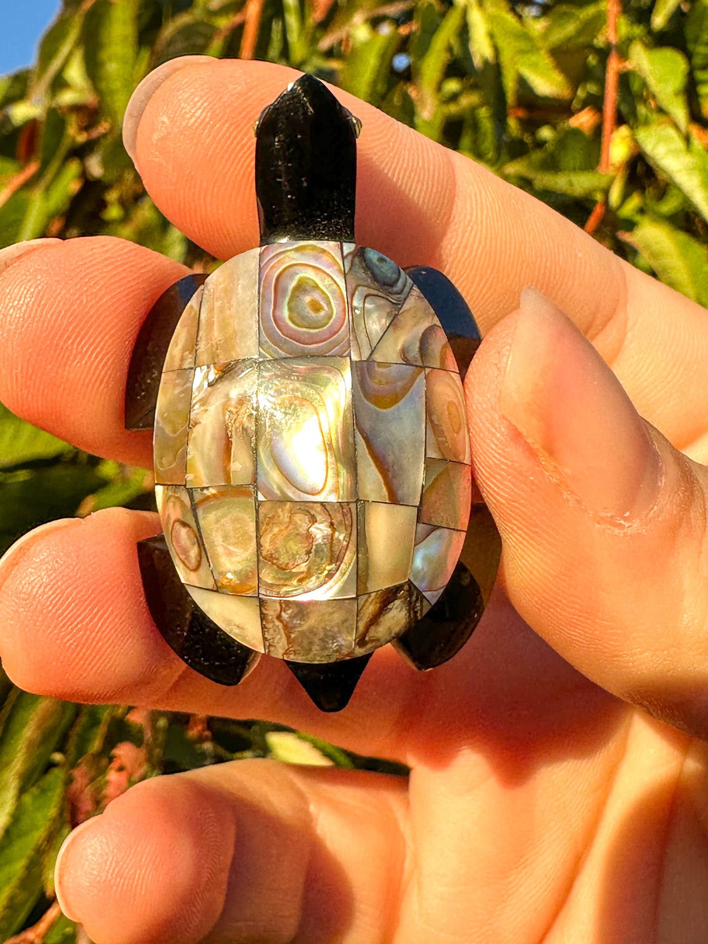 Abalone & Black Obsidian Turtle Carving