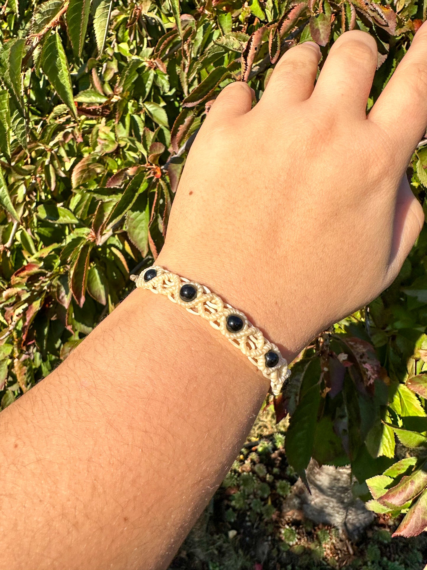 Handmade Adjustable Black Obsidian Bracelets