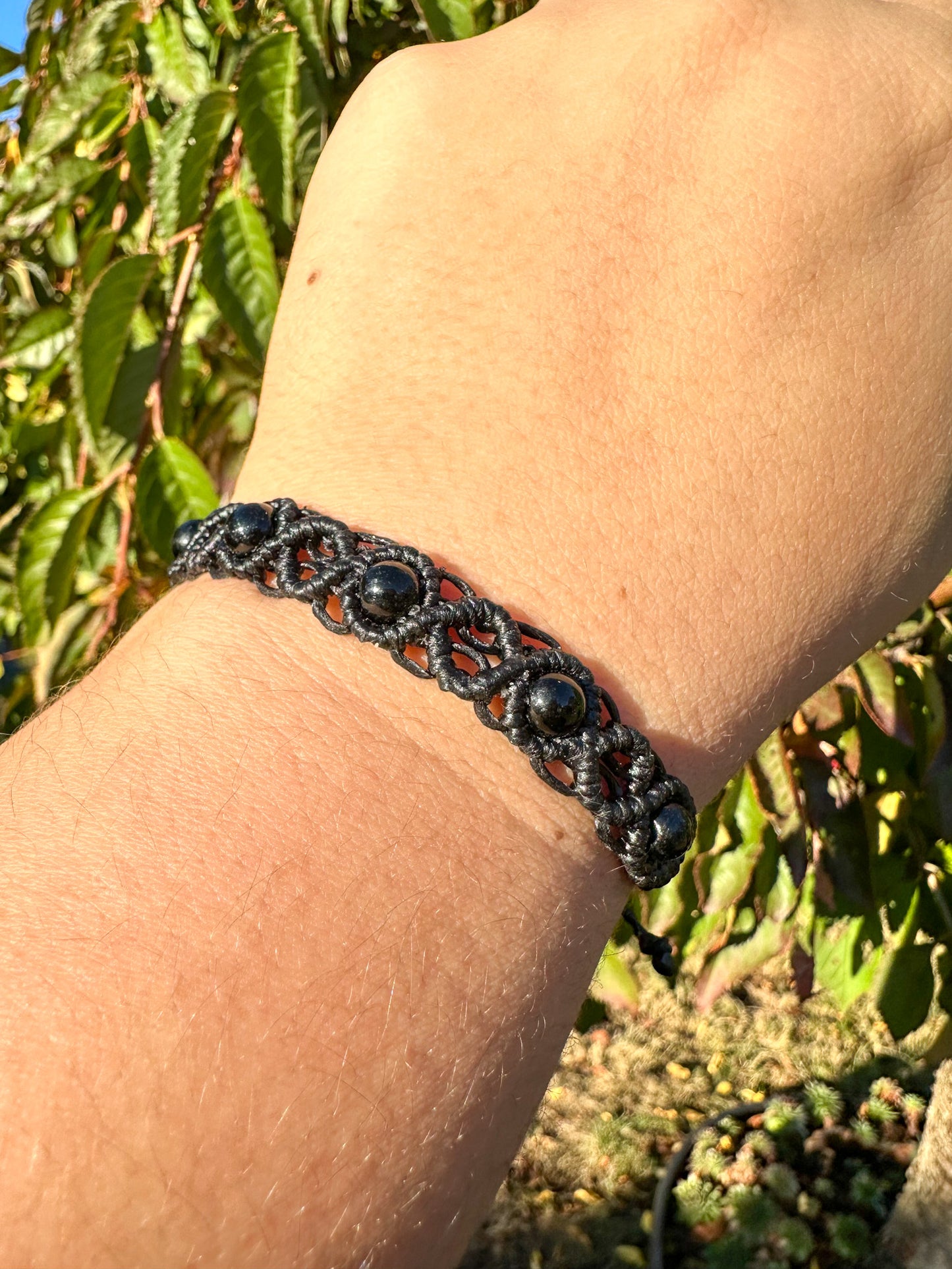 Handmade Adjustable Black Obsidian Bracelets