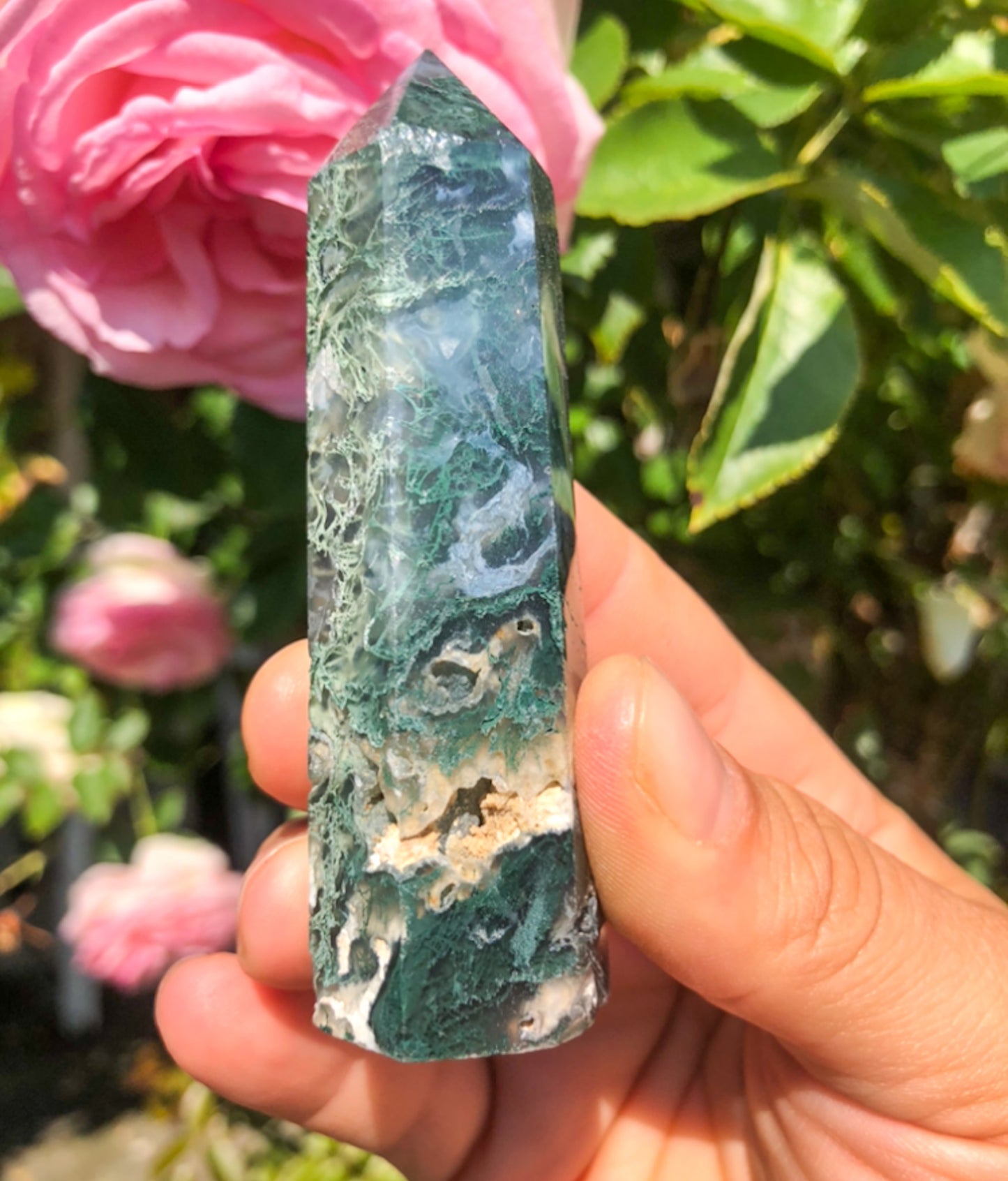 Magical Moss Agate Tower (#457)