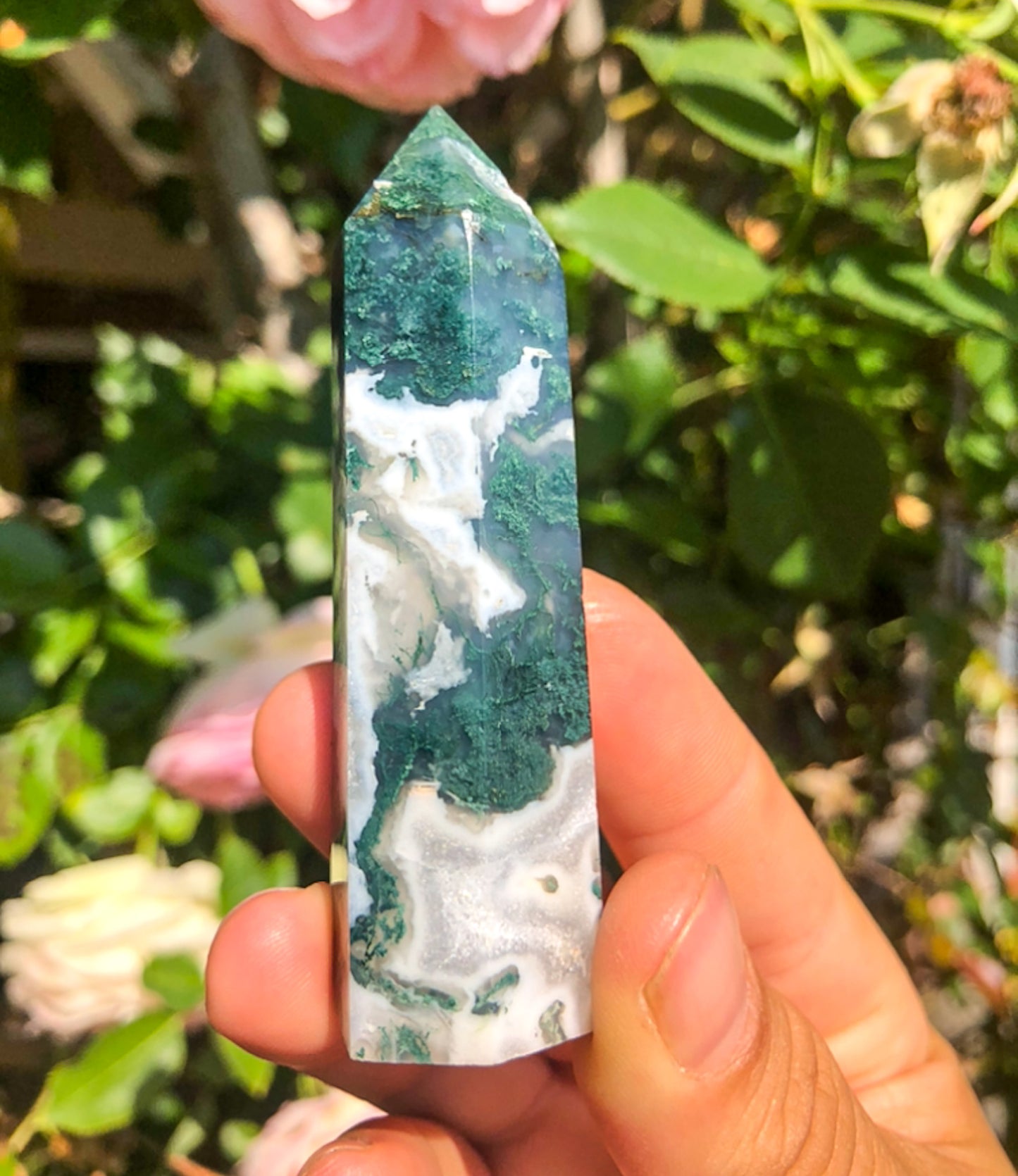 Adorable Moss Agate Tower (#456)