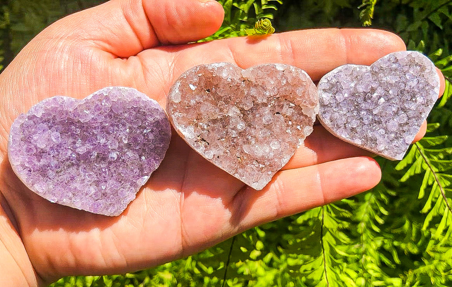 Druzy Rainbow Purple Amethyst Hearts (XS, S, M)