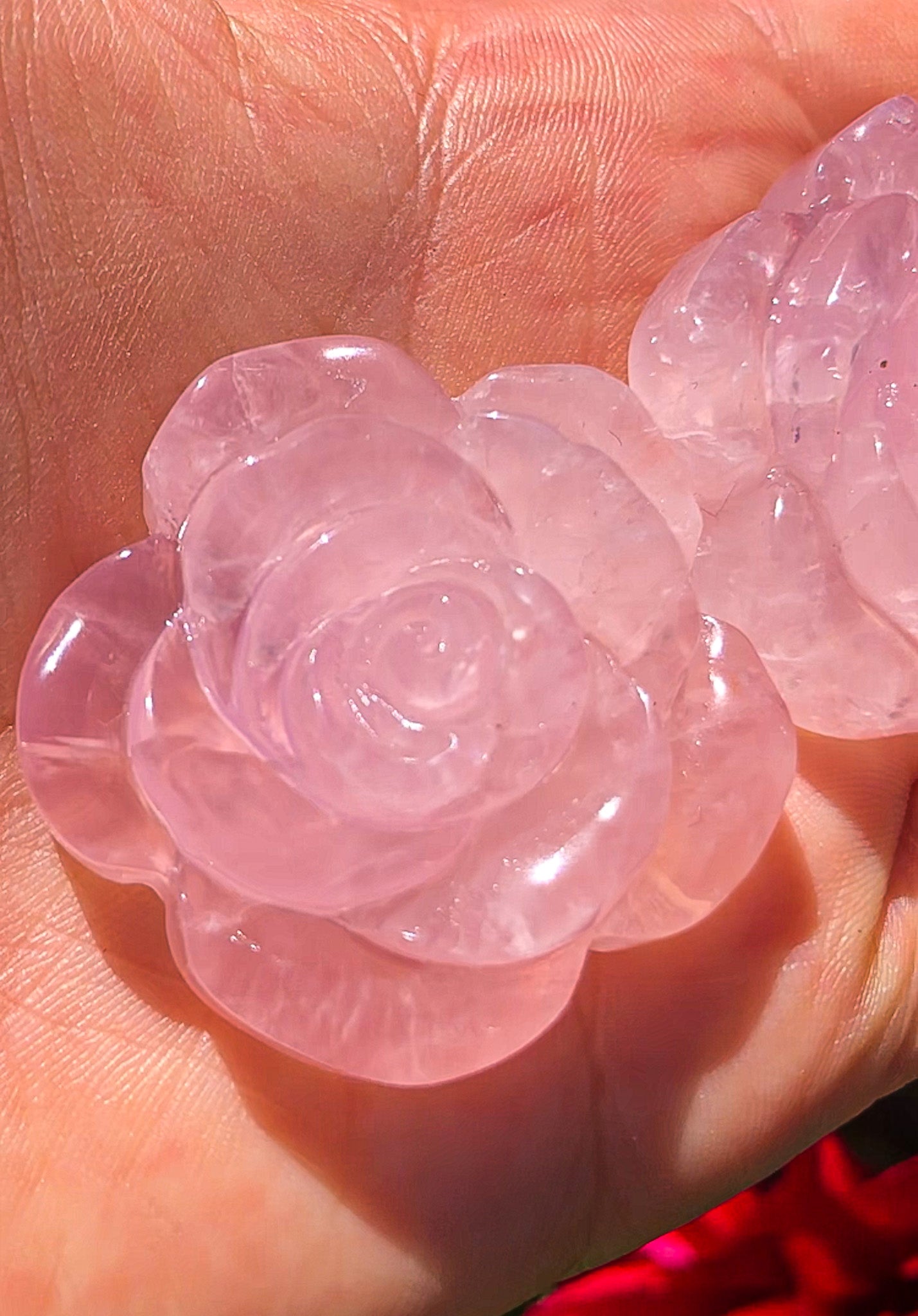 Adorable Pink Rose Quartz Rose Carving